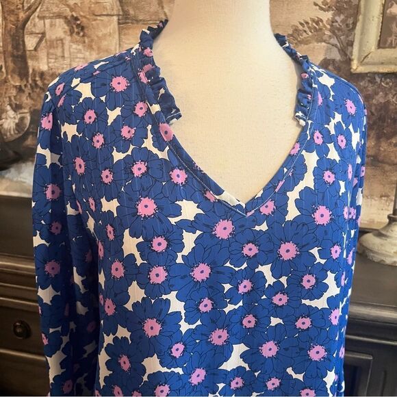 ELLE Blue, Pink & White Floral Long Sleeve Top size XXL - Picture 2 of 9